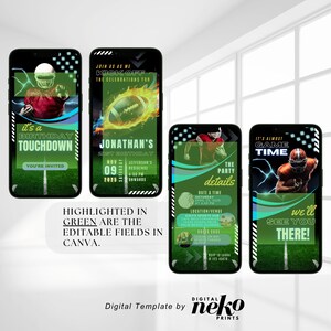 Editable Football Themed Birthday Party Invitation Card Template, Digital Football Birthday Invite, Electronic Sports Birthday Mobile, Sports Birthday Invitation, Editable Event Sports Theme Invite, Any Age, Sporting Event Flyer, Digital Template, Instant Download, First Year Down Invitation, Football 1st Birthday Invitation, Boy 1st Birthday Evite, Sports Birthday Party, Printable Template, Soccer Ticket Birthday Invitation, Soccer Party Kids, Digital Editable Printable by DigitalNekoPrints