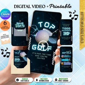 Top Golf Birthday Text Invitation, Let's Par-Tee Birthday Invite, Golf Birthday Celebration, For Men Any Age Birthday (Digital Download)