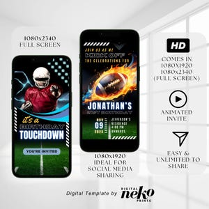 Editable Football Themed Birthday Party Invitation Card Template, Digital Football Birthday Invite, Electronic Sports Birthday Mobile, Sports Birthday Invitation, Editable Event Sports Theme Invite, Any Age, Sporting Event Flyer, Digital Template, Instant Download, First Year Down Invitation, Football 1st Birthday Invitation, Boy 1st Birthday Evite, Sports Birthday Party, Printable Template, Soccer Ticket Birthday Invitation,Soccer Party Kids, Digital Editable Printable by DigitalNekoPrints