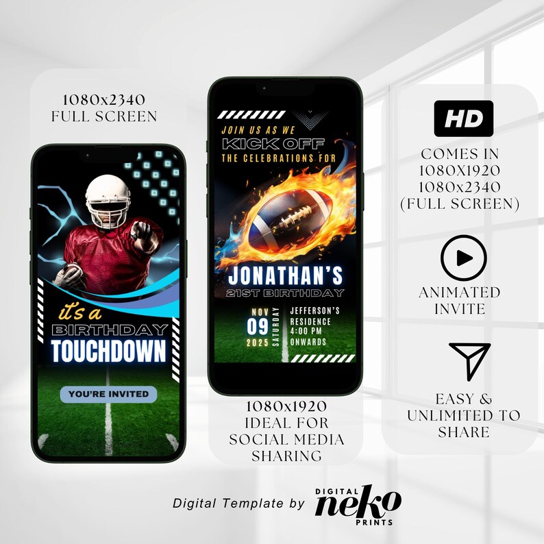 Editable Football Themed Birthday Party Invitation Card Template, Digital Football Birthday Invite, Electronic Sports Birthday Mobile, Sports Birthday Invitation, Editable Event Sports Theme Invite, Any Age, Sporting Event Flyer, Digital Template, Instant Download, First Year Down Invitation, Football 1st Birthday Invitation, Boy 1st Birthday Evite, Sports Birthday Party, Printable Template, Soccer Ticket Birthday Invitation,Soccer Party Kids, Digital Editable Printable by DigitalNekoPrints