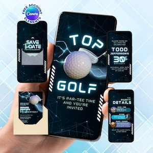 Convite de Aniversário com Tema de Golfe, Convite de Aniversário "Vamos Jogar Golfe", Celebração de Aniversário com Tema de Golfe, Para Homens de Qualquer Idade (Download Digital)