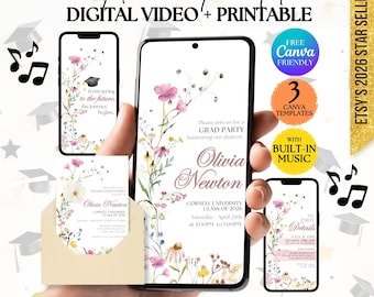 Class of 2026 Editable Graduation Party Invite, Spring Wildflower High School Graduation Invitation, Floral Grad Party (Digital Download)