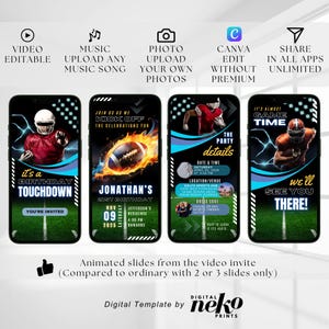 Editable Football Themed Birthday Party Invitation Card Template, Digital Football Birthday Invite, Electronic Sports Birthday Mobile, Sports Birthday Invitation, Editable Event Sports Theme Invite, Any Age, Sporting Event Flyer, Digital Template, Instant Download, First Year Down Invitation, Football 1st Birthday Invitation, Boy 1st Birthday Evite, Sports Birthday Party, Printable Template, Soccer Ticket Birthday Invitation,Soccer Party Kids, Digital Editable Printable by DigitalNekoPrints