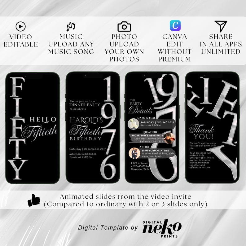 Digital 50th Birthday Invitation For Men, 50 Invite Ecard, Virtual Rustic Marquee BBQ Fifty Party Invite For Him, Self Editable Template, Digital 50th Birthday Invitation For Men, 50 Invite Evite, Virtual Rustic Marquee BBQ Funny Adult Party Invite For Him, Day Itinerary eCard, Animated Birthday Dinner Invitation, DIY Template Design, Men's Party Video Invite, Premade Gold Party Celebration Event Digital Einvite by DigitalNekoPrints