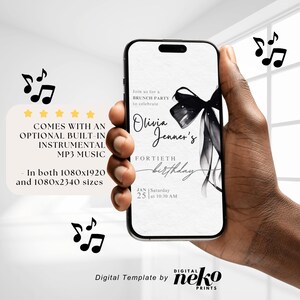 Digital 40th Birthday Party Invitation, Animated Black Gold Dinner Invite For Women, Brunch Evite For Her, Digital 40th Birthday Invitation, 40th Birthday Party Invite, 40th Party Invitation, Digital 40th Invitation, Forty Birthday Invitation, 40th Birthday invite, Fortieth E-Invite Template, Digital Invite, Mobile Phone Evite, Digital Forty 40th Birthday Invitation Template, Electronic Birthday Evite, Rose Gold Confetti 40th Birthday Invite, Editable Day Itinerary by DigitalNekoPrints