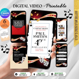 Poker Birthday Party Invite: 40th Casino Party Invite, Any Age Playing Cards Invite, Deck Las Vegas Poker Night Invite (Digital Download)