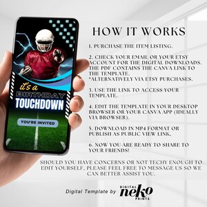 Editable Football Themed Birthday Party Invitation Card Template, Digital Football Birthday Invite, Electronic Sports Birthday Mobile, Sports Birthday Invitation, Editable Event Sports Theme Invite, Any Age, Sporting Event Flyer, Digital Template, Instant Download, First Year Down Invitation, Football 1st Birthday Invitation, Boy 1st Birthday Evite, Sports Birthday Party, Printable Template, Soccer Ticket Birthday Invitation, Soccer Party Kids, Digital Editable Printable by DigitalNekoPrints