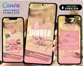 Ladies 30th Birthday, Editable Invitation 30th Birthday Digital Invitation, Pink 30th Invitation, Editable Age, WhatsApp Invitation Birthday