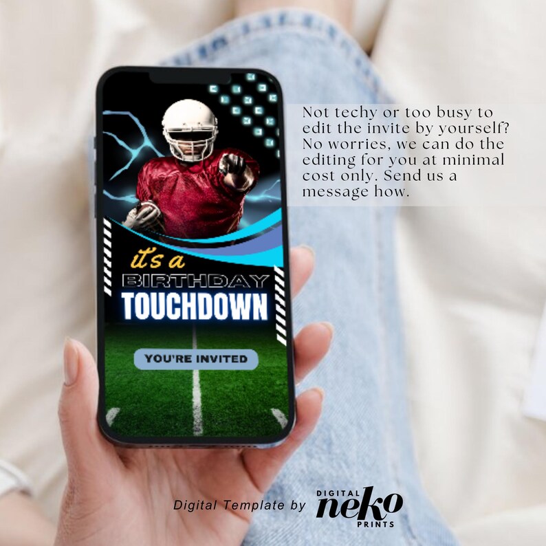Editable Football Themed Birthday Party Invitation Card Template, Digital Football Birthday Invite, Electronic Sports Birthday Mobile, Sports Birthday Invitation, Editable Event Sports Theme Invite, Any Age, Sporting Event Flyer, Digital Template, Instant Download, First Year Down Invitation, Football 1st Birthday Invitation, Boy 1st Birthday Evite, Sports Birthday Party, Printable Template, Soccer Ticket Birthday Invitation, Soccer Party Kids, Digital Editable Printable by DigitalNekoPrints