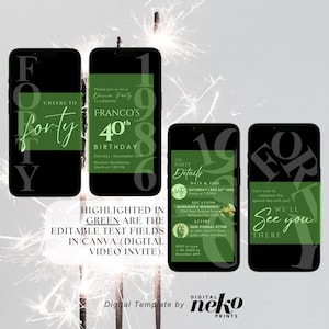 Digital 40th Birthday Invitation For Men, 40 Invite Ecard, Virtual Rustic Marquee BBQ Forty Party Invite For Him, Self Editable Template, Digital 40th Birthday Invitation, 40th Ecard, Black Gold Silver Balloon Diamond Video Party Invite For Black Tie Gala, Editable Itinerary, Men's 40th Birthday Digital Invitation Template, Birthday Invite for Him Digital, 40th Birthday Party Invitation, 40th Men Party Invite, Digital Men Birthday Invitation, The Man The Legend by DigitalNekoPrints