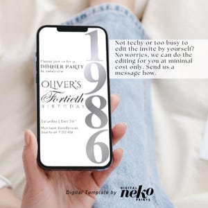 Digital 40th Birthday Invitation For Men, 40 Invite Ecard, Virtual Rustic Marquee BBQ Forty Party Invite For Him, Self Editable Template, Digital 40th Birthday Invitation, 40th Ecard, Black Gold Silver Balloon Diamond Video Party Invite For Black Tie Gala, Editable Itinerary, Men's 40th Birthday Digital Invitation Template, Birthday Invite for Him Digital, 40th Birthday Party Invitation, 40th Men Party Invite, Digital Men Birthday Invitation, The Man The Legend by DigitalNekoPrints