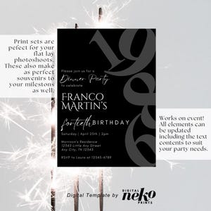 Digital 40th Birthday Invitation For Men, 40 Invite Ecard, Virtual Rustic Marquee BBQ Forty Party Invite For Him, Self Editable Template, Digital 40th Birthday Invitation, 40th Ecard, Black Gold Silver Balloon Diamond Video Party Invite For Black Tie Gala, Editable Itinerary, Men's 40th Birthday Digital Invitation Template, Birthday Invite for Him Digital, 40th Birthday Party Invitation, 40th Men Party Invite, Digital Men Birthday Invitation, The Man The Legend by DigitalNekoPrints