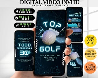 Invito di compleanno a tema golf, Invito di compleanno "Let's Par-Tee", Festa di compleanno a tema golf, Per uomini di qualsiasi età (Download digitale)