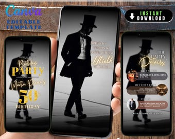 Elegant 60th Birthday Evite for Men, Modern Man of the Hour 50th Men Invite, Elegant 40th Birthday Party Evite, Animated 60th Digital Invite
