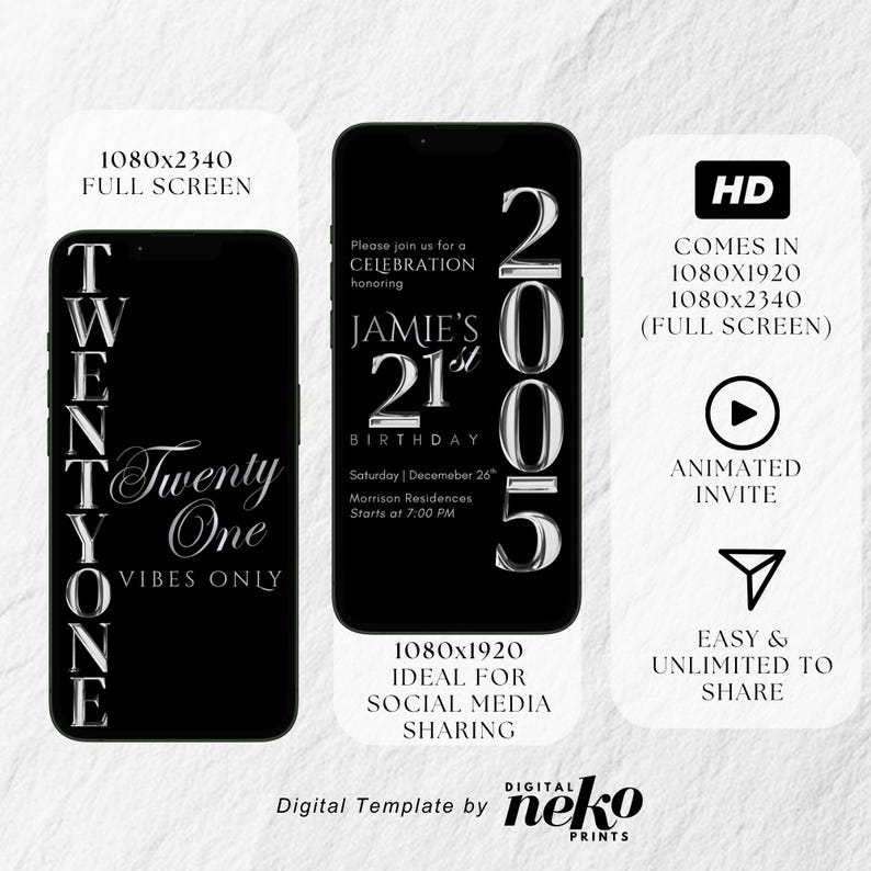 21 evite electronic, hello 21 birthday, 21 Phone Invitation, Modern 21 Birthday, 21st birthday digital invitation, 21st Casino Birthday Invitation, 21st Birthday Party Invitation, Silver Blue Balloons Digital 21st Glam Dinner Invite Template, Diamond Video Editable Brunch Itinerary, 21st Birthday Invitation Template, 21st Party Invite Editable Template, Customisable Party Evite, Digital Download, Party Invitation boy, 21st Digital Evite by DigitalNekoPrints