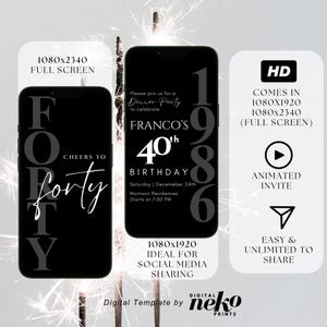 Digital 40th Birthday Invitation For Men, 40 Invite Ecard, Virtual Rustic Marquee BBQ Forty Party Invite For Him, Self Editable Template, Digital 40th Birthday Invitation, 40th Ecard, Black Gold Silver Balloon Diamond Video Party Invite For Black Tie Gala, Editable Itinerary, Men's 40th Birthday Digital Invitation Template, Birthday Invite for Him Digital, 40th Birthday Party Invitation, 40th Men Party Invite, Digital Men Birthday Invitation, The Man The Legend by DigitalNekoPrints