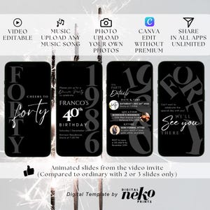 Digital 40th Birthday Invitation For Men, 40 Invite Ecard, Virtual Rustic Marquee BBQ Forty Party Invite For Him, Self Editable Template, Digital 40th Birthday Invitation, 40th Ecard, Black Gold Silver Balloon Diamond Video Party Invite For Black Tie Gala, Editable Itinerary, Men's 40th Birthday Digital Invitation Template, Birthday Invite for Him Digital, 40th Birthday Party Invitation, 40th Men Party Invite, Digital Men Birthday Invitation, The Man The Legend by DigitalNekoPrints