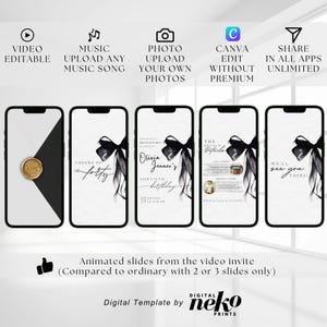 Digital 40th Birthday Party Invitation, Animated Black Gold Dinner Invite For Women, Brunch Evite For Her, Digital 40th Birthday Invitation, 40th Birthday Party Invite, 40th Party Invitation, Digital 40th Invitation, Forty Birthday Invitation, 40th Birthday invite, Fortieth E-Invite Template, Digital Invite, Mobile Phone Evite, Digital Forty 40th Birthday Invitation Template, Electronic Birthday Evite, Rose Gold Confetti 40th Birthday Invite, Editable Day Itinerary by DigitalNekoPrints