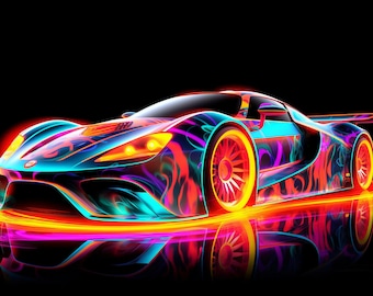 Neon Car Digital Image