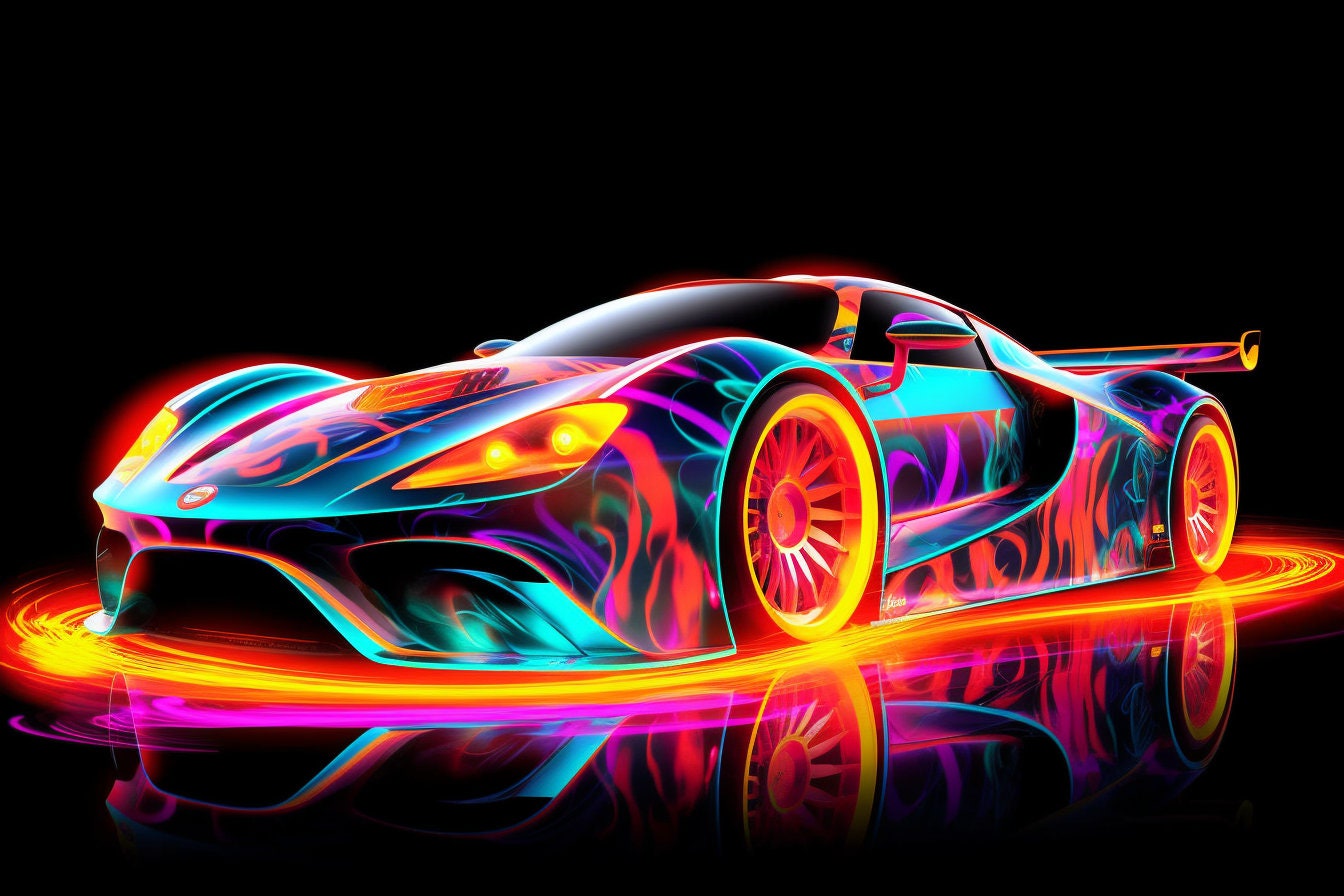 Neon Car Digital Image