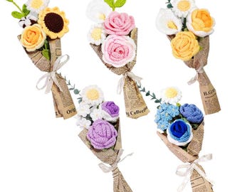 Handmade Crochet Rose Bouquet - Eternal Wool Flowers for Anniversaries & Mother's Day