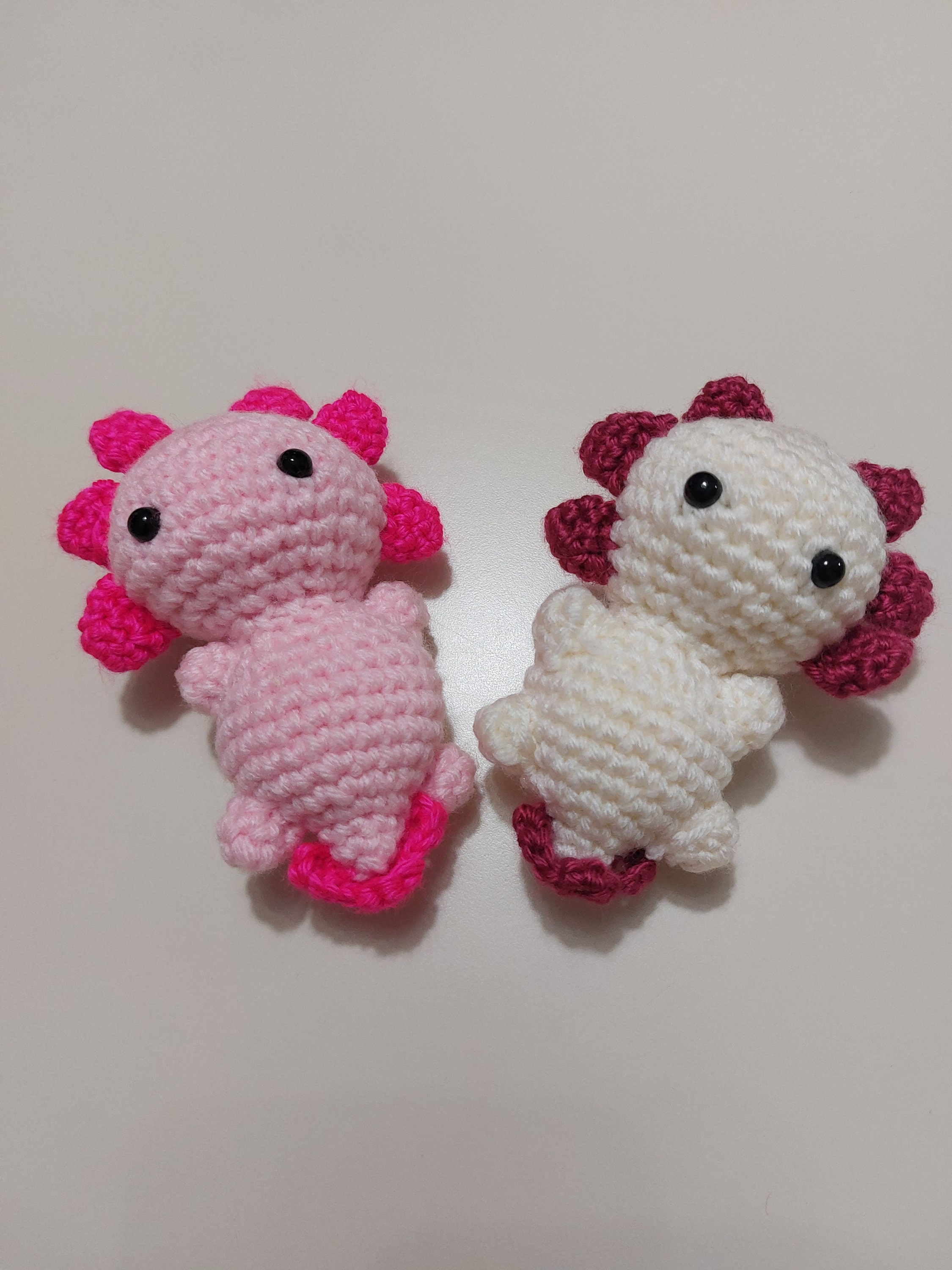Crochet Cute Plush Mini Axolotl Figures or Keyring 