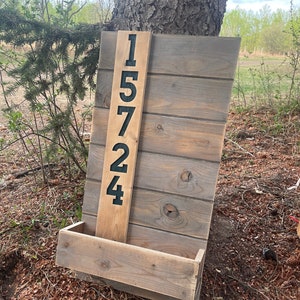 Rustic Hand Crafted Address Sign and Flower Box made from salvaged farm house pine