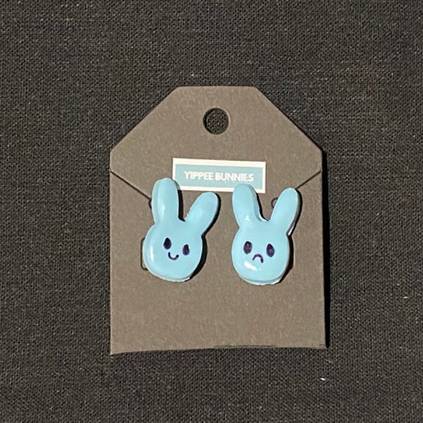 Happy Sad Face Bunny Earrings