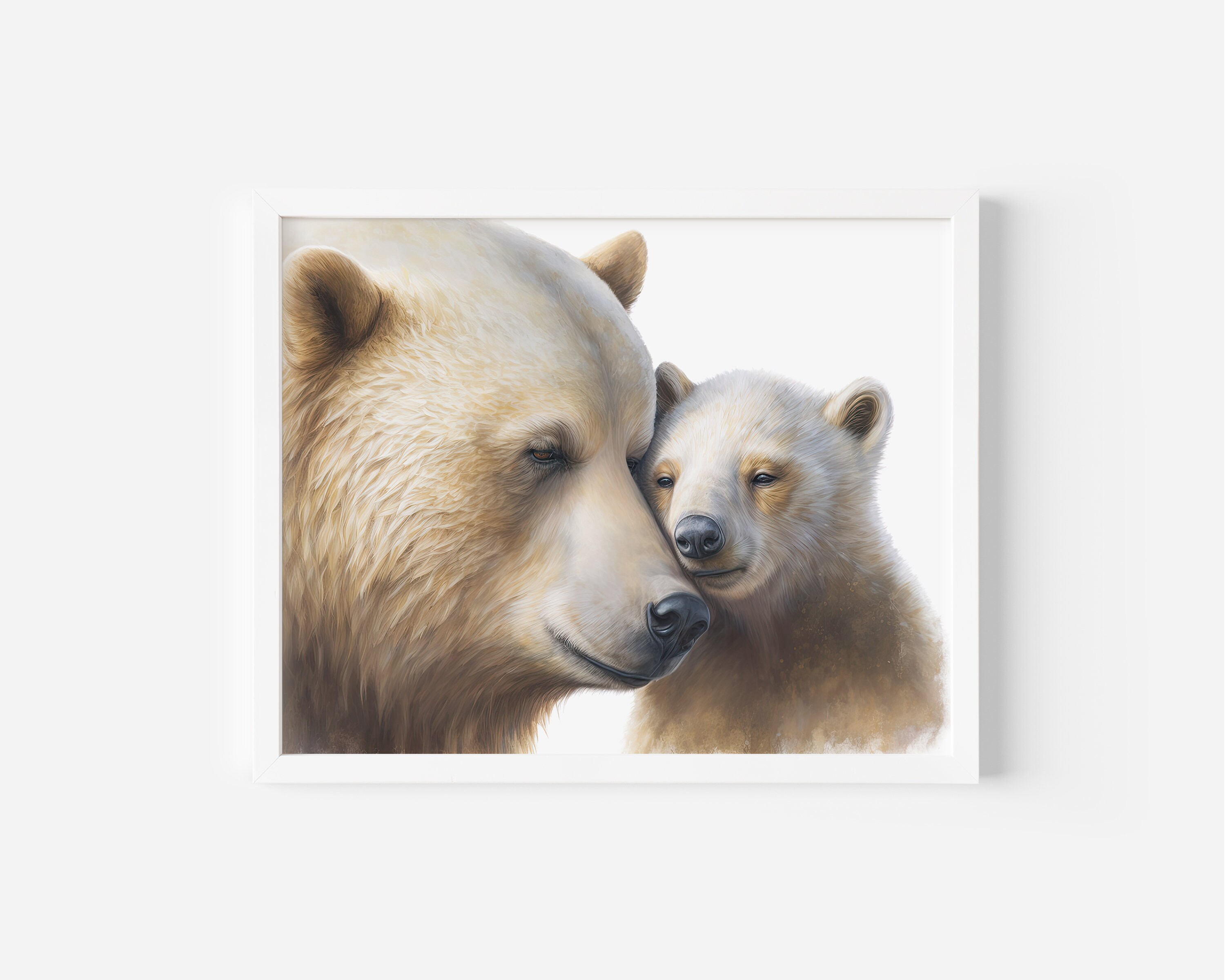 Baby and Mom Bear • nursery Artwork of Mother & Her Baby • Animal ...