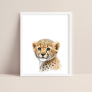 Cheetah Art - Baby Cheetah Nursery Print - Baby Animal Print - Cheetah Watercolor Art - Cheetah Wall Art - Safari Animal Nursery