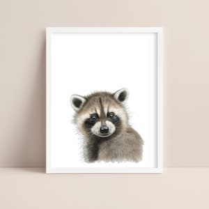 Raccoon Art - Baby Raccoon Nursery Print - Animal Print - Raccoon Watercolor Art - Raccoon Wall Art - Woodland Animal Nursery - Digital