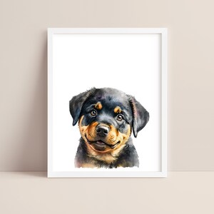 Rottweiler Art - Baby Dog Nursery Print - Baby Dog Print - Rottweiler Watercolor Art - Rottweiler Wall Art - Pet Dog Nursery - Digital