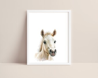 Horse Art - Baby Horse Nursery Print - Baby Animal Print - Horse Watercolor Art - Horse  Wall Art - Farm Animal Nursery - Digital
