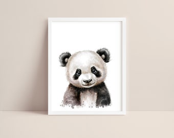 Panda Art - Baby Panda Nursery Print - Baby Panda Print - Panda Watercolor Art - Baby Panda Wall Art - Jungle Animal Nursery - Digital Art