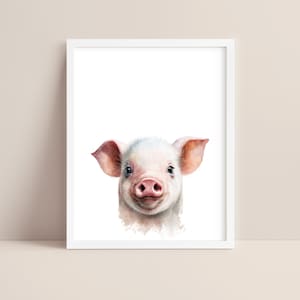 Pig Art - Baby Pig Nursery Print - Baby Animal Print - Pig Watercolor Art - Baby Piglet  -  Pig Wall Art - Farm Animal Nursery - Digital