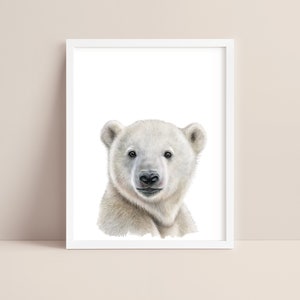 Polar Bear Art - Baby Polar Bear Nursery Print - Animal Print - Polar Bear Watercolor Art - Polar Bear  Wall Art - Nursery Art - Digital