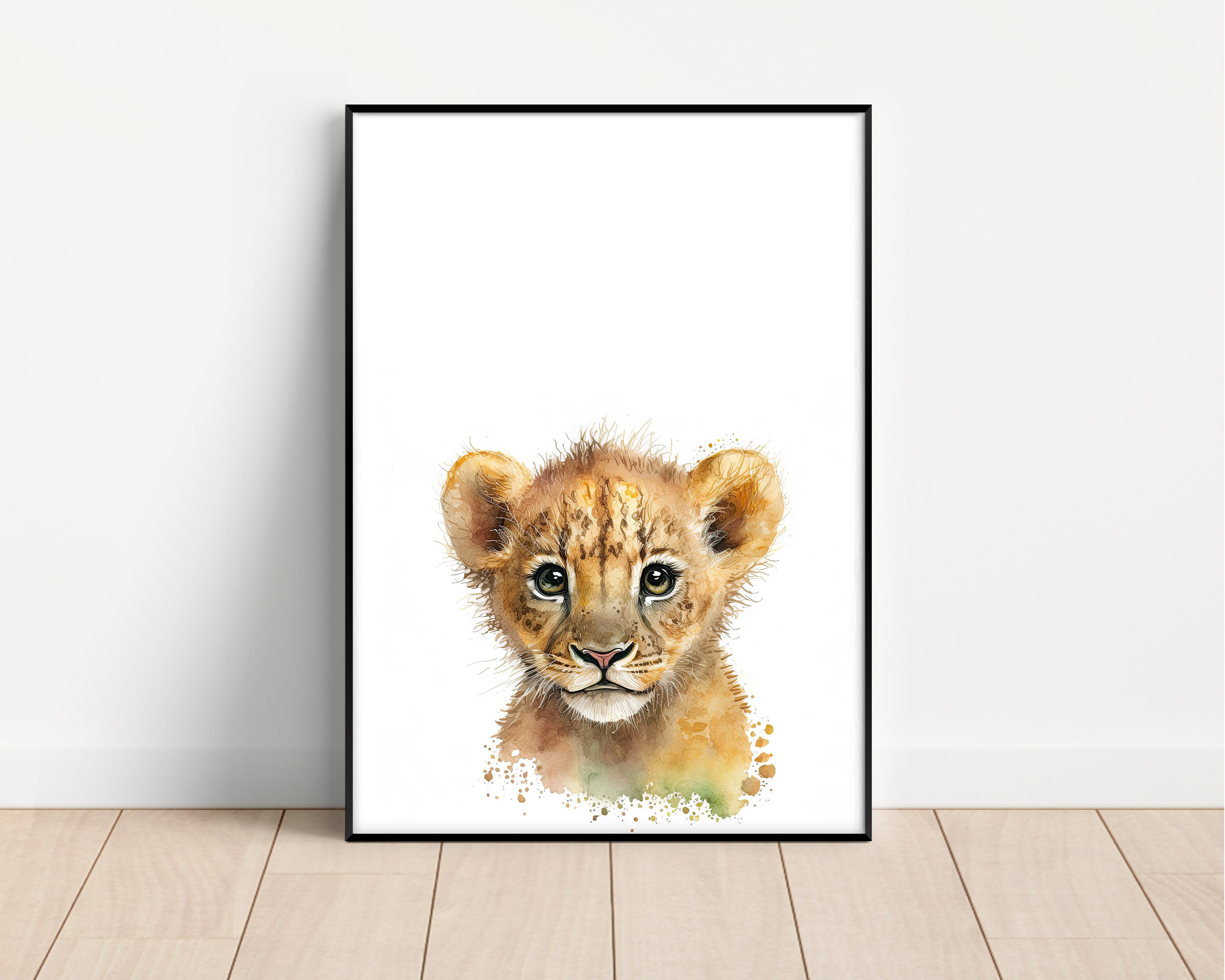 Lion Art Baby Lion Nursery Print Baby Animal Print Lion Watercolor Art
