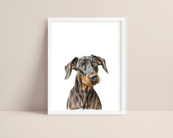 Doberman Pinscher Art - Baby Doberman Pinscher Nursery Print - Puppy Print - Doberman Pinscher Watercolor Art - Dog Nursery - Digital