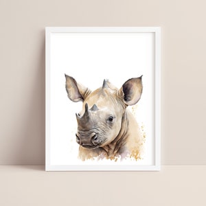 Nashorn Kunst - Baby Nashorn Kinderzimmer Druck - Baby Animal Print - Nashorn Aquarell Kunst - Nashorn Wandkunst - Safari Tier Kinderzimmer