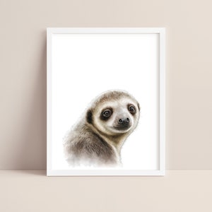 Sloth Art - Baby Sloth Nursery Print - Baby Animal Print - Sloth Watercolor Art - Sloth  Wall Art - Safari Animal Nursery