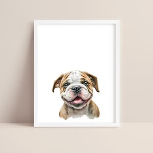 Bulldog Art - Baby Bulldog Nursery Print - Baby Dog Print - Bulldog Watercolor Art - Bulldog  Wall Art - Pet Dog Nursery - Digital