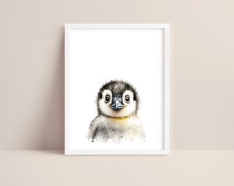 Penguin Art - Baby Penguin Nursery Print -  Penguin Print - Penguin Watercolor Art - Penguin Wall Art - Aquatic Nursery - Digital