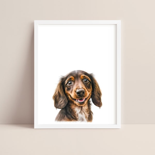 Dachshund Art - Baby Dachshund Nursery Print - Baby Dog Print - Dachshund Watercolor Art - Dachshund Wall Art - Pet Dog Nursery - Digital