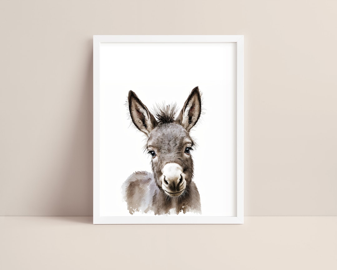 Donkey Art Baby Donkey Nursery Print Baby Animal Print Donkey