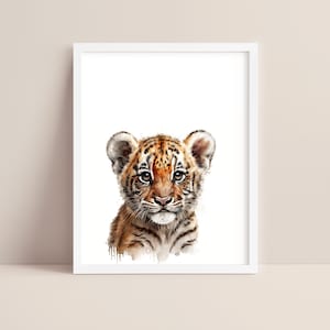 Tiger Art - Baby Tiger Nursery Print - Baby Animal Print - Tiger Watercolor Art - Tiger Wall Art - Safari Animal Nursery