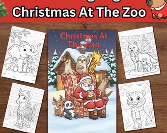 30 Printable Christmas Coloring Pages, Holiday Animals, Xmas Art, Instant Download