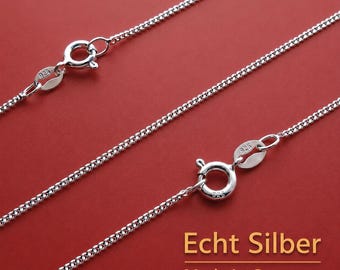Solid 925 sterling silver curb chain pendant chain, new from a jeweler, link chain, made in Germany, hallmarked silver chain, length selectable