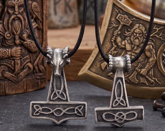 Anhänger Kette Odin Thors Hammer Walhalla Wikinger Nordland  Amulett Mjöllnir Schutzamulett Thorhammer Länge einstellbar