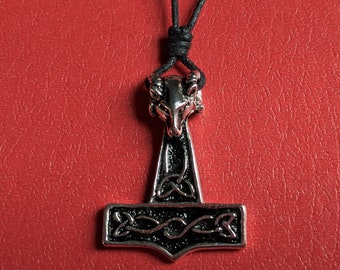 Anhänger Kette Odin Thors Hammer Walhalla Wikinger Nordland Style Amulett Mjöllnir Schutzamulett Länge einstellbar Unisex