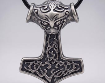 Anhänger Kette Odin Thors Hammer Walhalla Wikinger Nordland  Amulett Mjöllnir Schutzamulett Thorhammer Länge einstellbar
